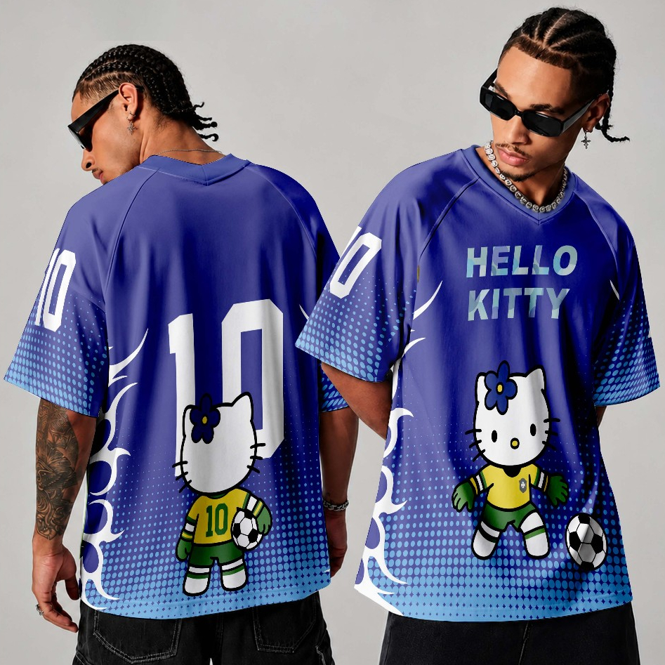 Camiseta Jersey Básica Sublimada Full Print Cute Kawaii Hello Kitty 32 Y2k Esporte Streetwear Oficial Dead Bunny Unissex