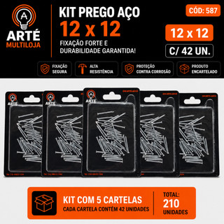 Kit Pregos Com Cabeça e Pregos de Aço - Encartelado - Varias medidas - Alta Resistência Arte Multiloja