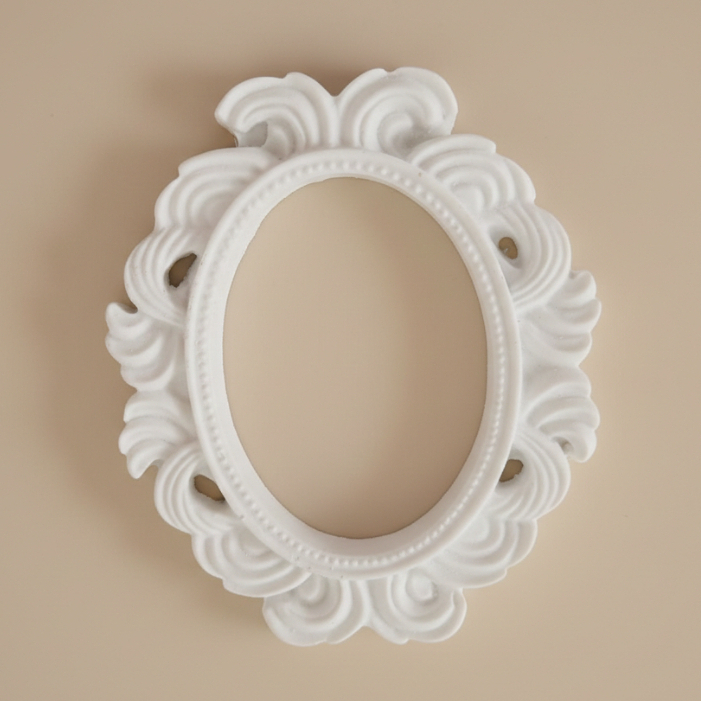 Aplique Moldura Resina Decoração Lembrancinha Artesanato 9,5X8 + Fundo Mdf