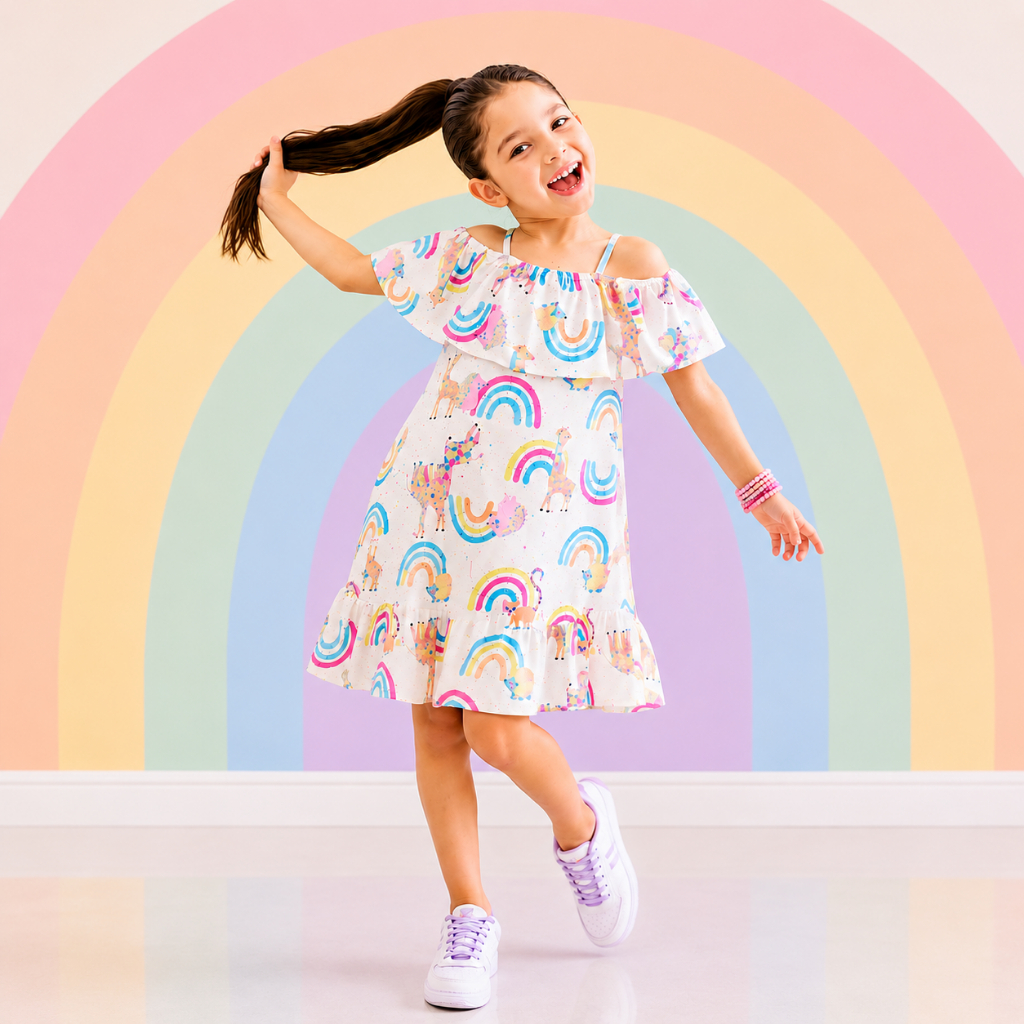 Roupa Infantil Menina Vestido Ciganinha Estampado Colorido Alçinha