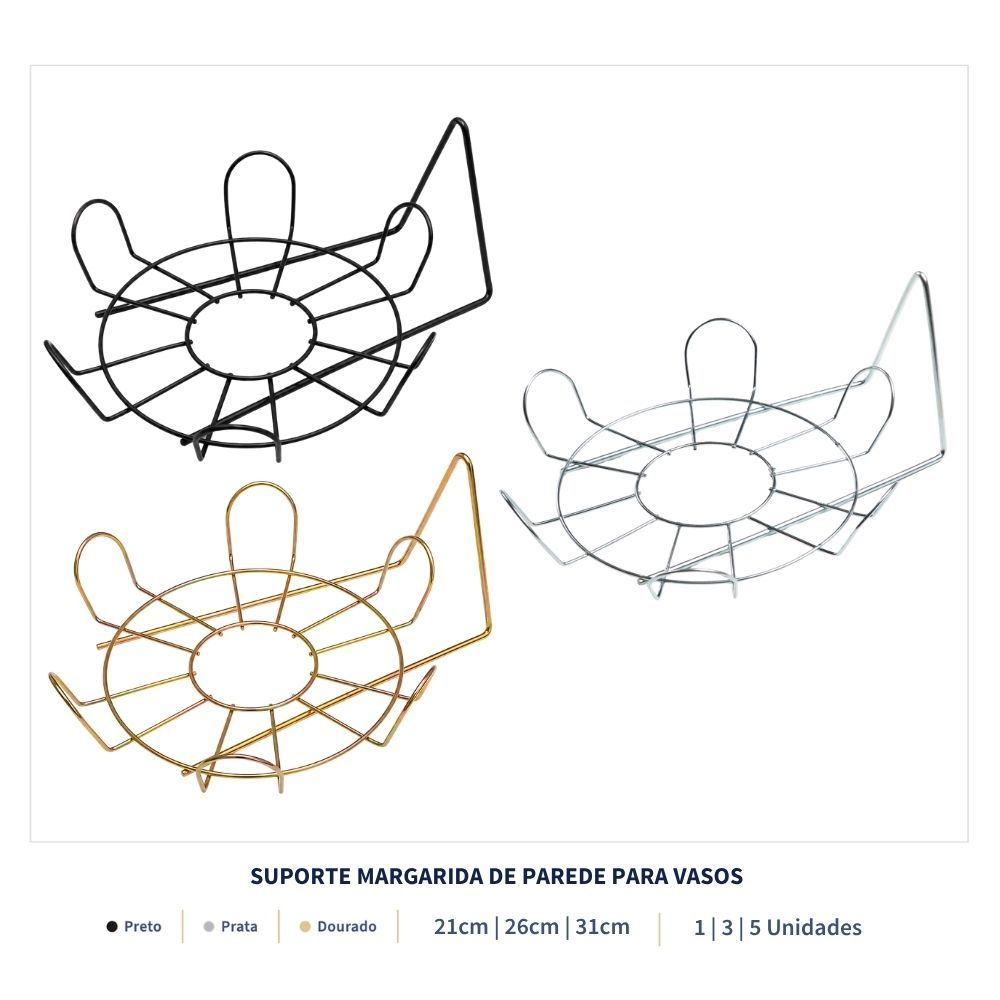 Suporte Parede Margarida para vasos de planta casa e jardim varias cores e tamanhos