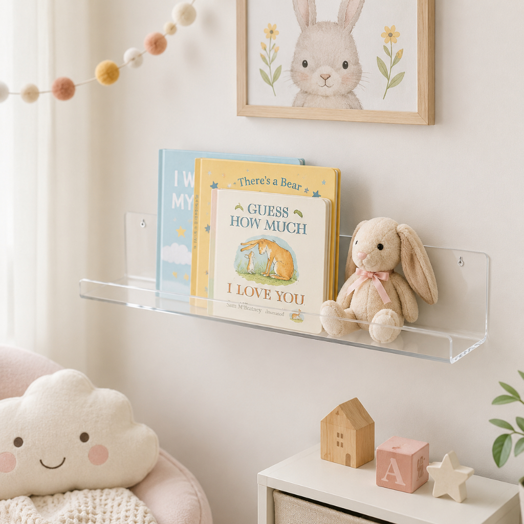 Prateleira Acrílico Cristal Multiuso - Organizadora - Parede Banheiro Cozinha Quarto de bebê