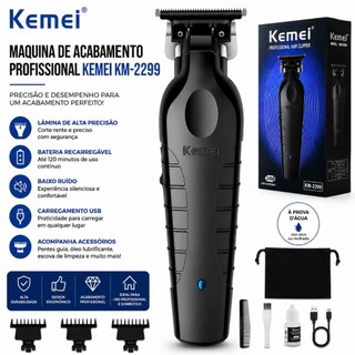 Maquina de Acabamento Profissional Kemei KM-2299 Hair Trimmer Barber Recarregável Sem Fio