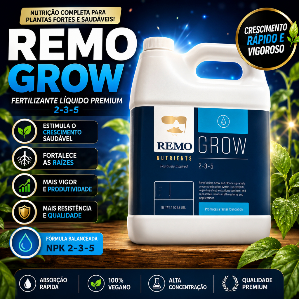 Fertilizante 250ml Remo Nutrients Grow  - Crescimento Rápido, pH Estabilizado e Super Concentrado