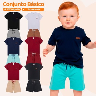 Kit Básico 10 Peças Roupa Bebê Menino - 5 Camisetas Básicas + 5 Bermudas - 5 Conjuntos Li…