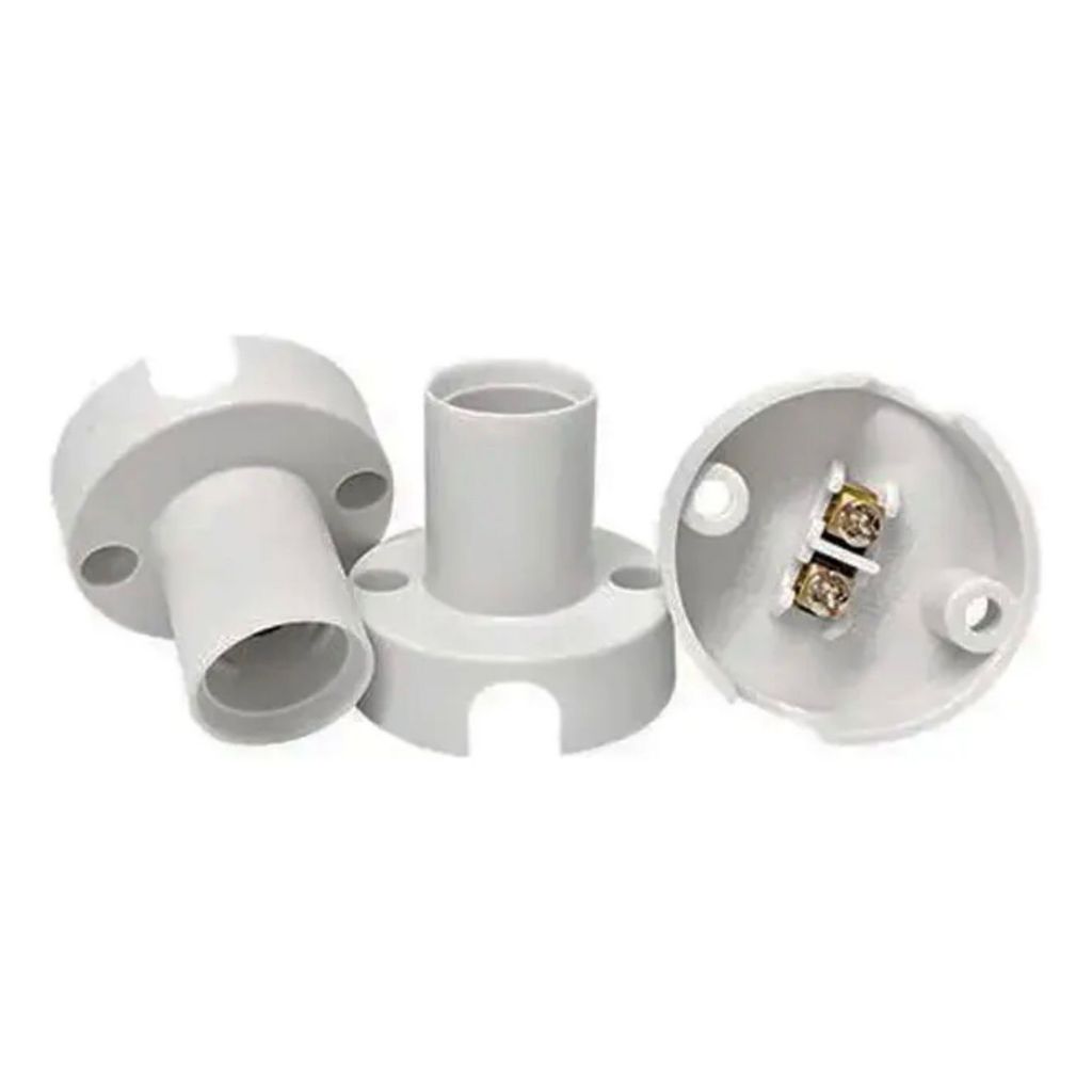 Kit 5 Bocal Fixo Teto Soquete E14 Plástico Branco Decorlux