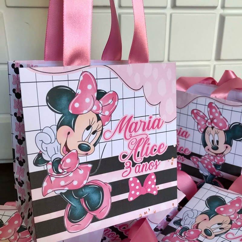 kit Festa Minnie Rosa 30 Personalizados - Lembrancinhas - Aniversário - Festa infantil - Caixinhas - caixas miney minnie