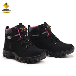 Bota Feminina Em Couro Legítimo com CA Trabalho Segurança Biqueira PVC Pronta Entrega Palmilha GEl