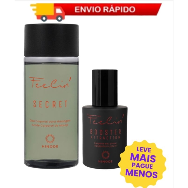 Kit Feelin Booster Attracition + Feelin Secret Óleo Corporal Para Massagem | Presente Romântico Hinode