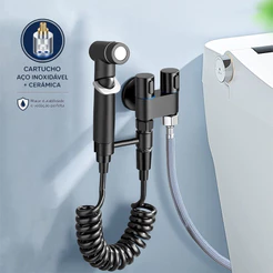 Ducha Higiênica Válvula Dupla Conjunto De Pulverizador De Bidé De Parede Fosco Preto Yesop