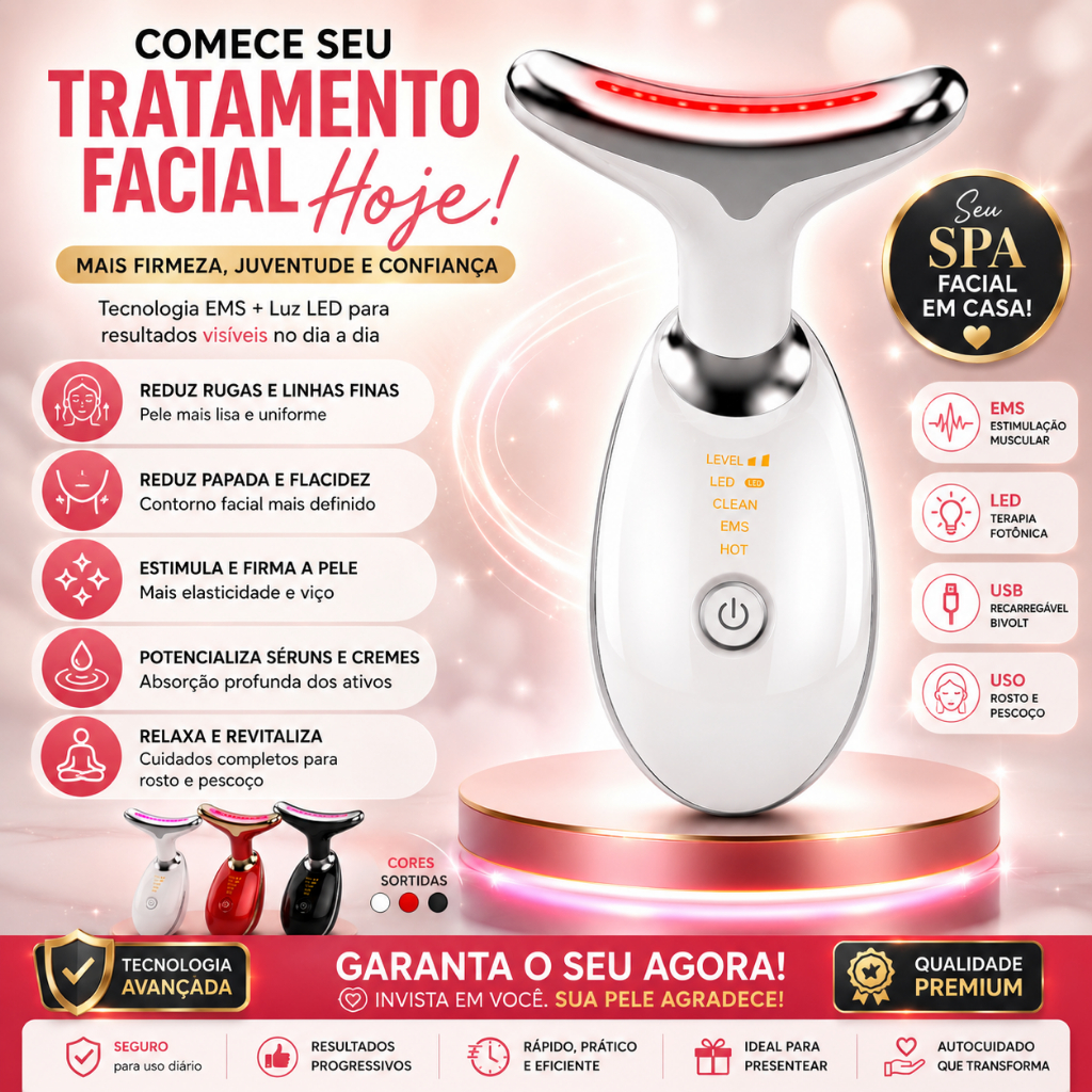 Massageador Facial Anti Rugas Redutor de Papada Flacidez Lifting Facial Elétrico Rejuvenescedor
