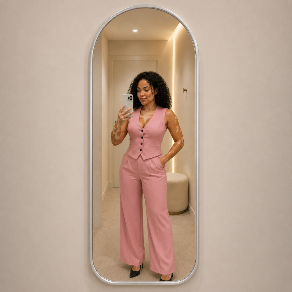 Espelho Grande Corpo Inteiro Oval Base Reta com Moldura 1 Metro Penteadeira Luxo Decoração Quarto