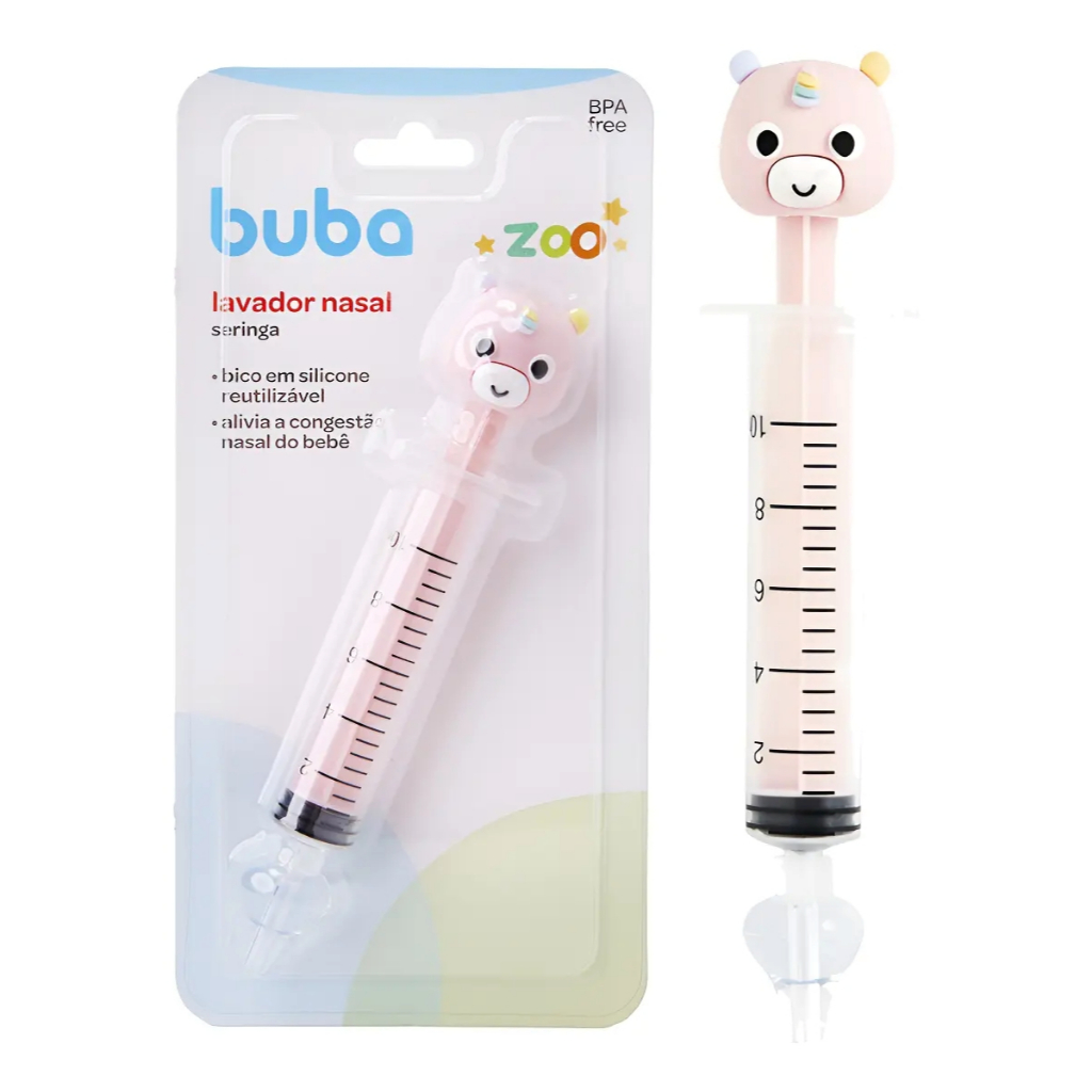 Lavador Nasal Buba Seringa Bico Em Silicone Reutilizavel Zoo Unicórnio