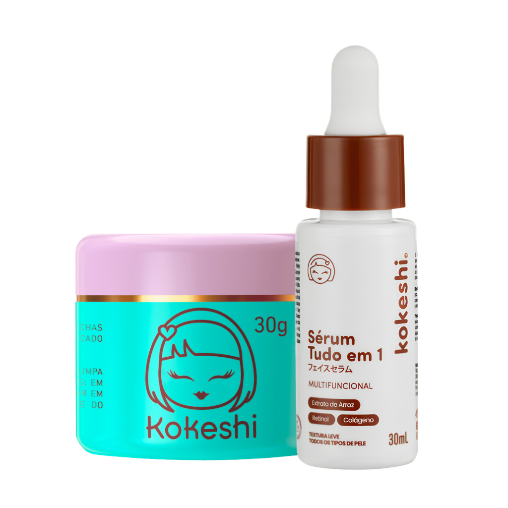 Imagem Kit Kokeshi Creme Facial Pele de Porcelana Sérum tudo em 1