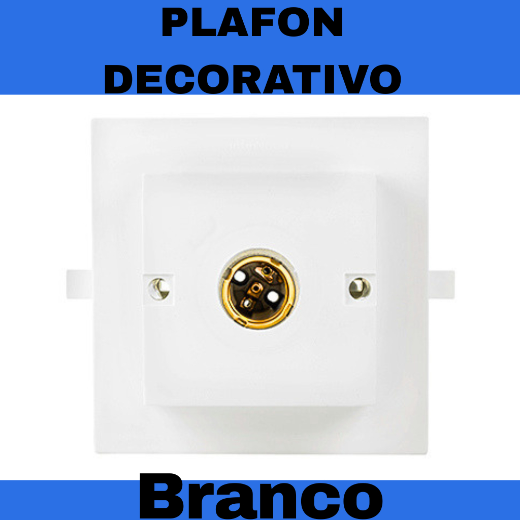 Plafon Quadrado E27 InterNEED Branco Soquete para Lâmpada LED Até 100W