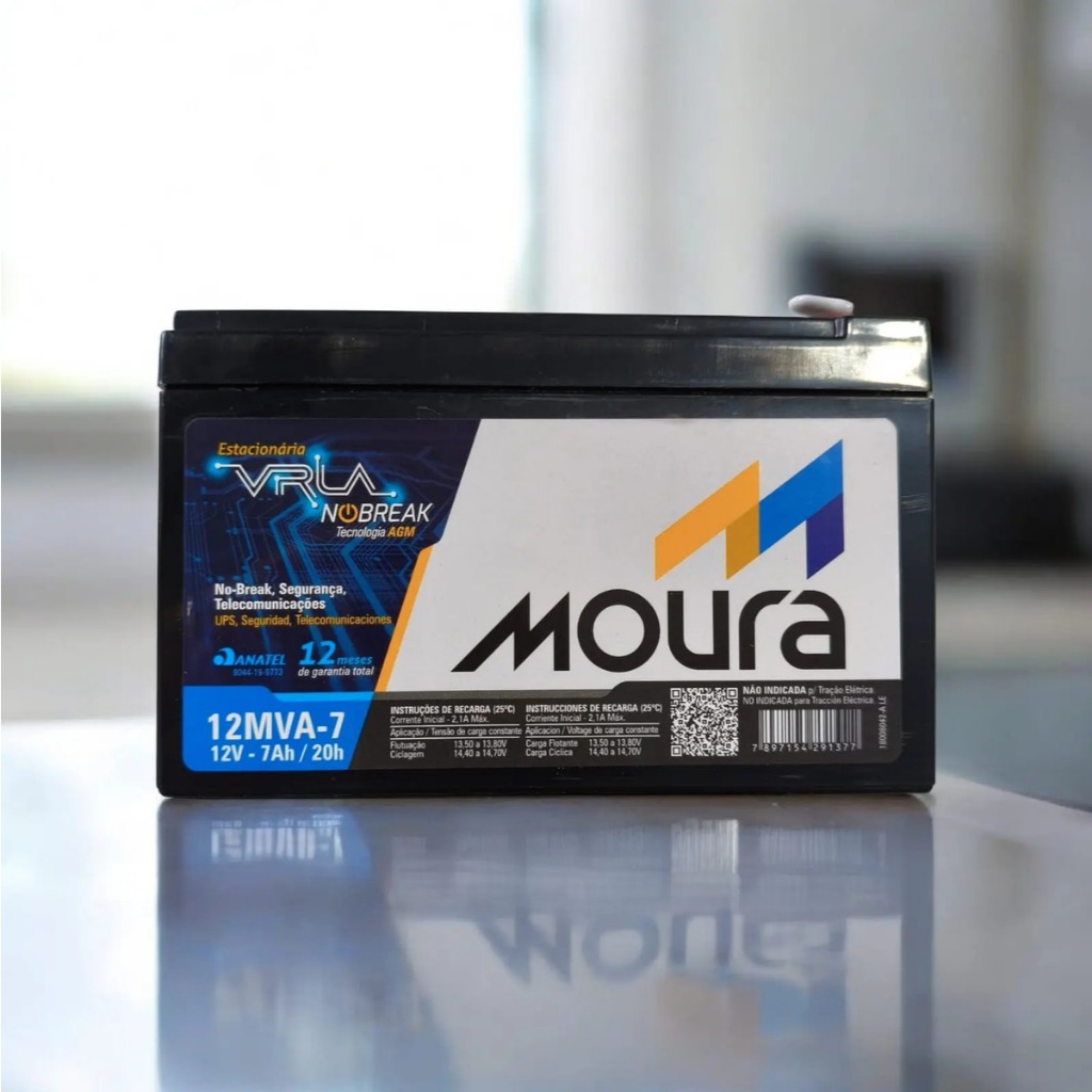 Bateria Moura Vrla 12mva-7 12v 7ah Para No-break