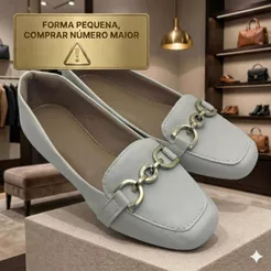 Sapatilha Mocassim Feminino Bico Quadrado Confortável Enfeite Bridão Elegante