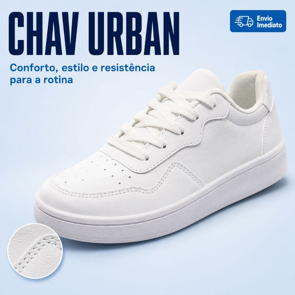 Tenis Masculino Feminino Branco Air Premium Confortavel Chav Urban Calce Facil Esportivo Moda