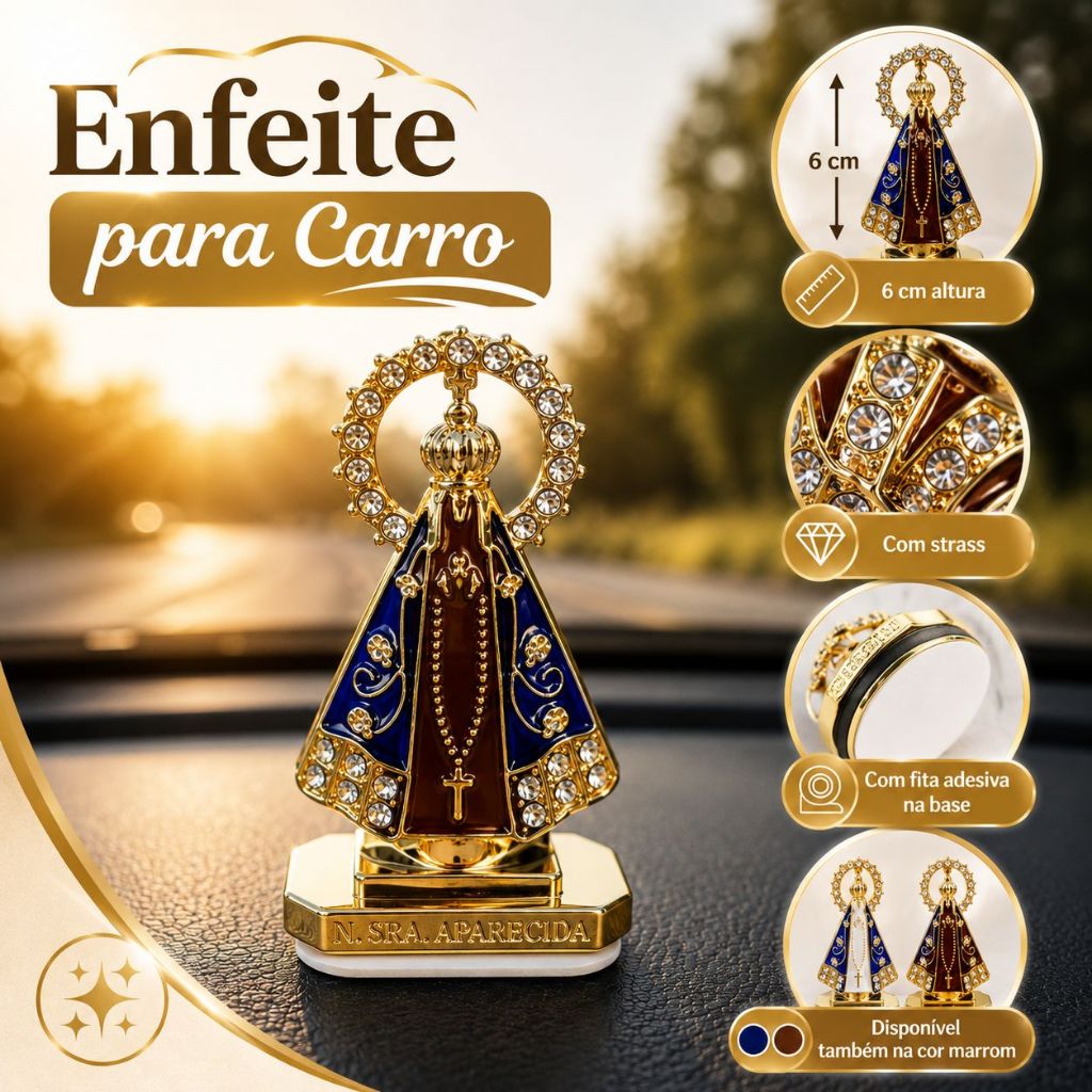 Nossa Senhora Aparecida Carro Santinha p/ Painel 6 cm - PROMOÇÃO