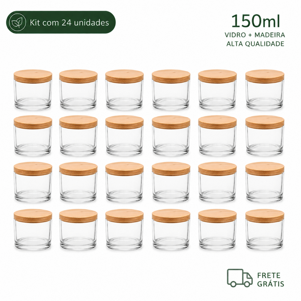 24x Potes para Velas Aromáticas Pote de Vidro com Tampa Porta
