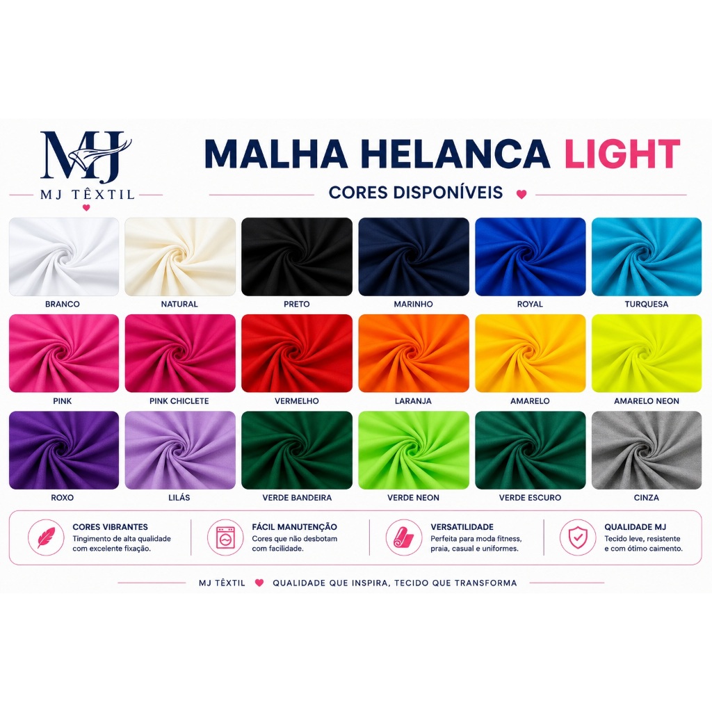 Malha Helanca Light 15 ou 30 Metros | Tecido Leve, Confortável e Ideal para Moda Fitness, Praia, Uniformes e Costura — imagem 2 de 2
