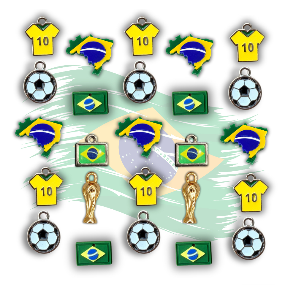 Kit de Pingentes do Brasil Copa do Mundo 2026 | Kit trancista da copa, Acessórios do Brasil p/ Tranças Artesanato