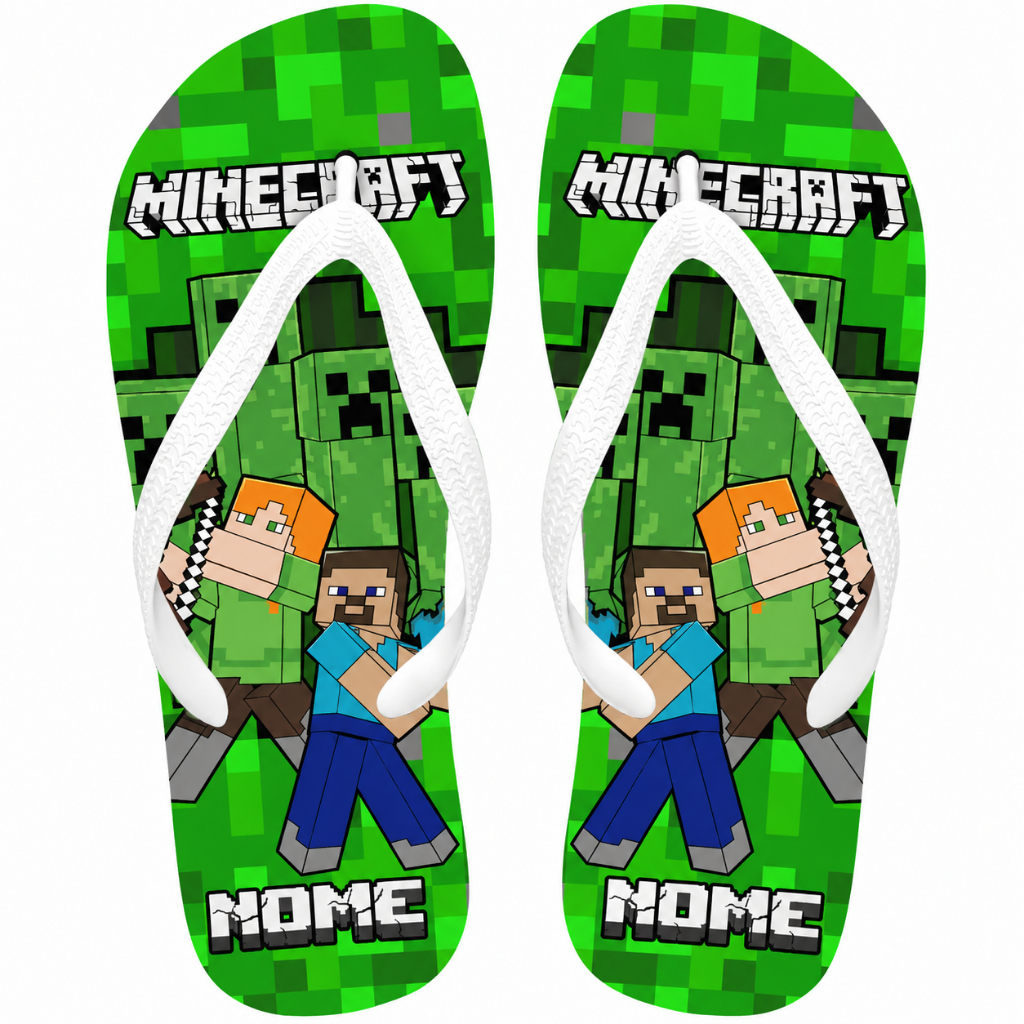 Chinelo do Minecraft COM NOME Personalizado infantil
