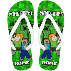 Chinelo do Minecraft COM NOME Personalizado infantil