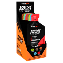 Sudract Nutrition Energy Pro Gel Black Display 10 Sachês de 30g - Gel de Carboidrato Com Cafeína