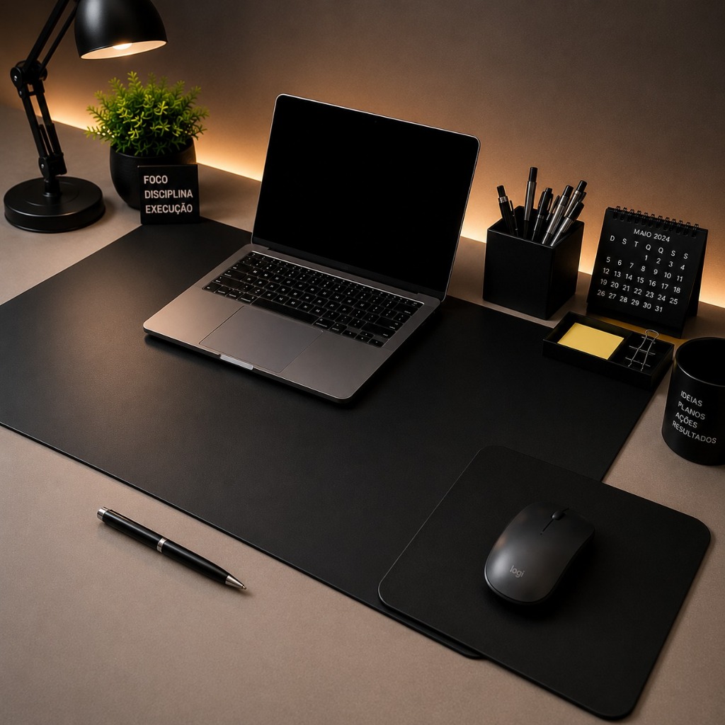 Desk Pad Para Mesa Home Office Mouse Pad Grande Couro Ecológico Premium Exclusivo Mais Vendidos