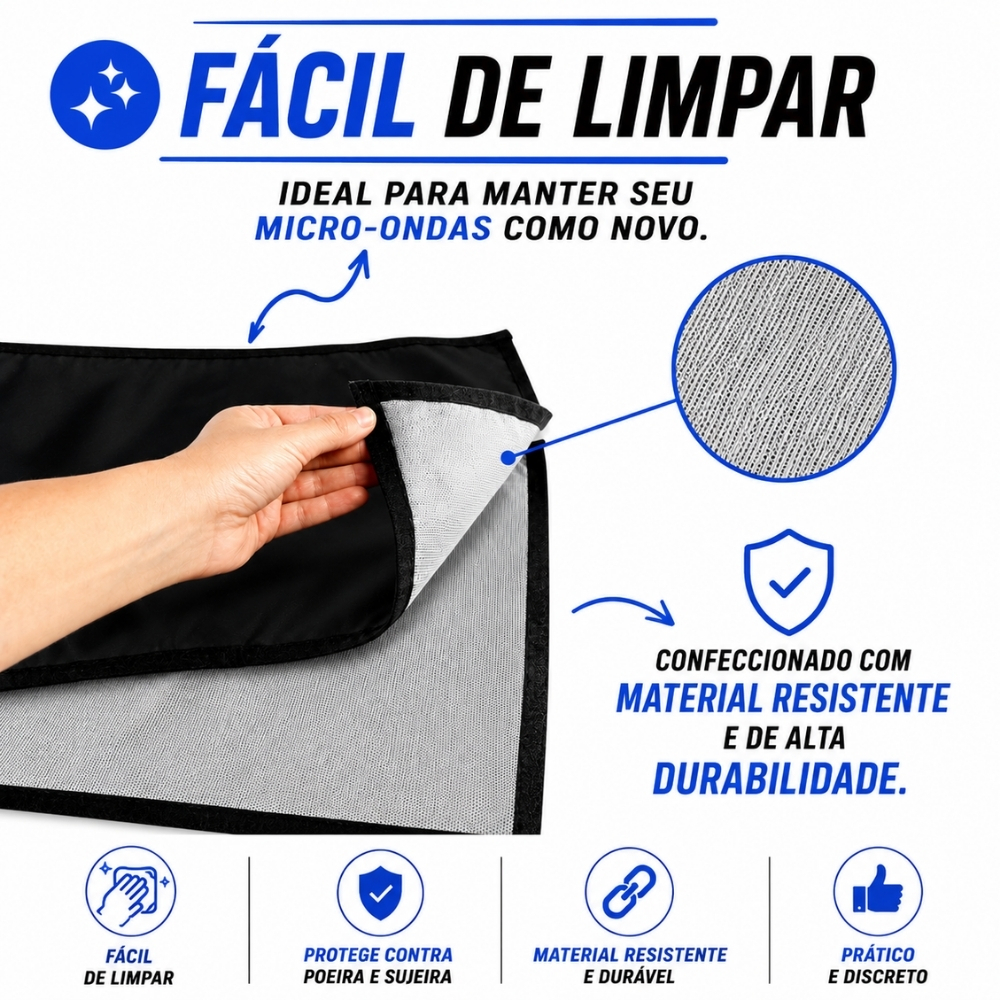 Detalhes do Capa Protetora Para Microondas Impermeável Napa Preta BEMPRAT
