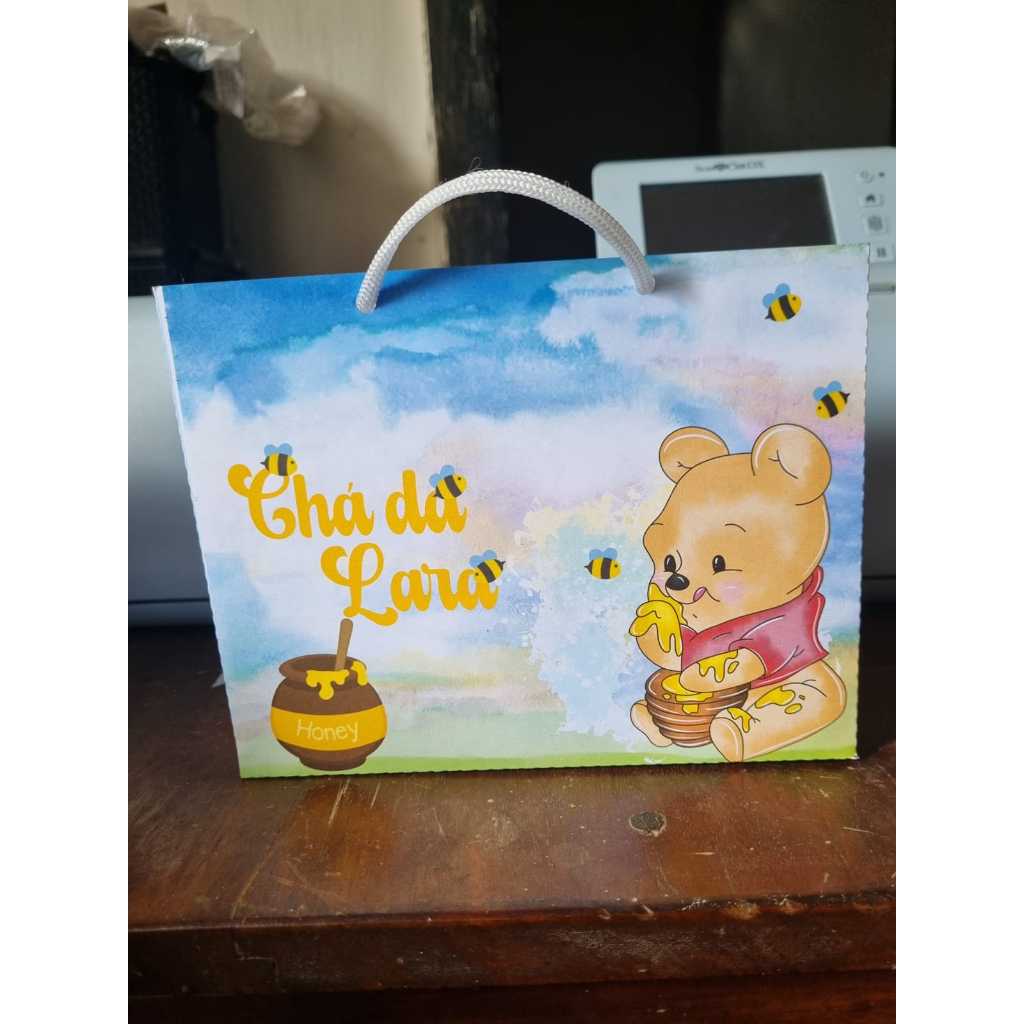 sacolinha personalizada ursinho pooh-lembrancinha personalizada-festa personalizada-aniversario personalizado