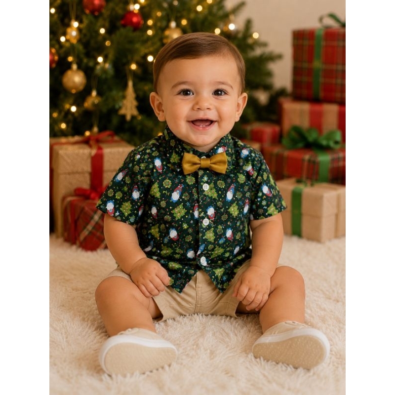Camisa social natal 1.2 anos e 2.3 anos