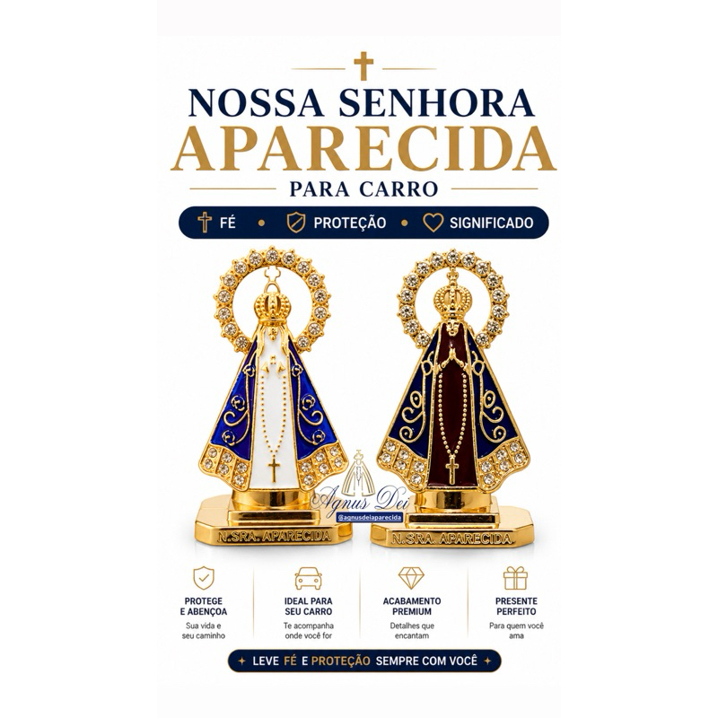 Nossa Senhora Aparecida Metal Decorativa Para Carro Mesa Escritório Fé Proteção Presente Católico