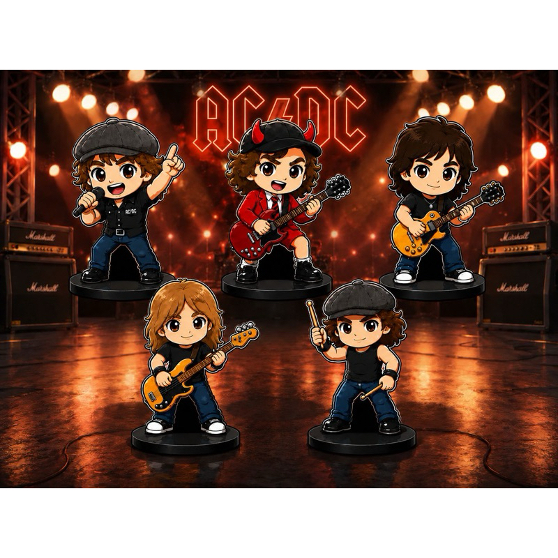 Display de Mesa AC/DC Rock - Miniaturas MDF Colecionáveis 7cm