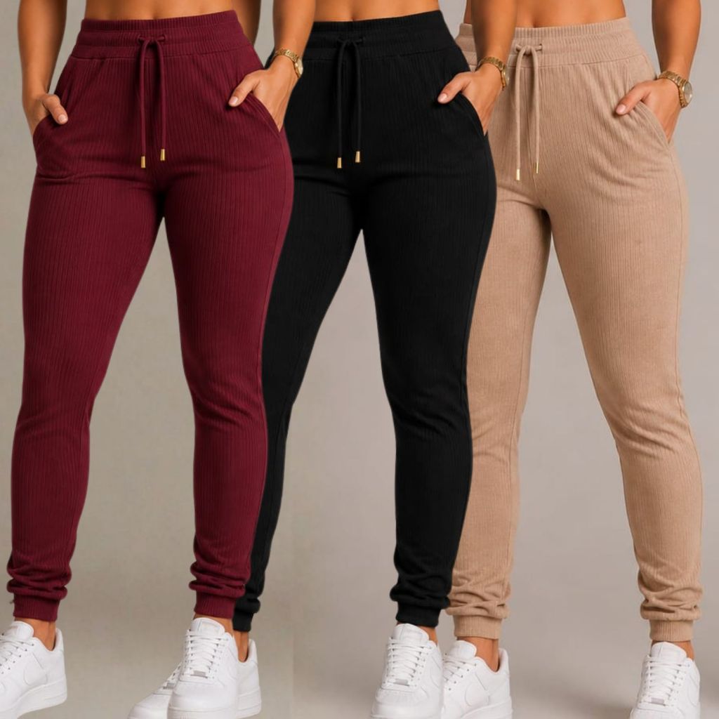 Detalhes do Kit 3 Calça Feminina Plus Size Joguer }Pantalona Extra Grande Roupas Gordinhas Montaria Fler Skinny Leg Jeans Cós Alto