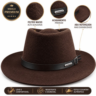 Chapéu Estilo Gustavo Lima Sertanejo Country Aba 8cm Unissex