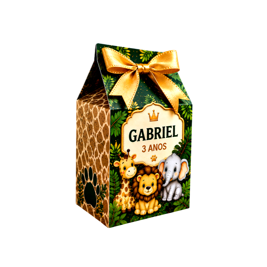 Kit Mini Caixinha Milk Safari Baby Personalizada Com Nome E Idade Lembrancinha Festa Infantil Decoração Aniversário