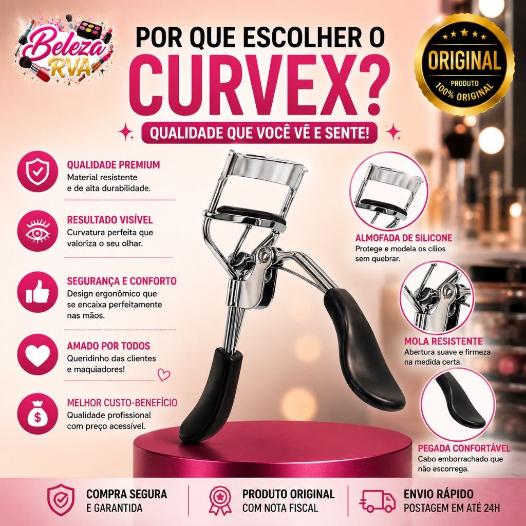 Curvex - Curvador de Cílios Profissional Aço Inox | Modelador de Cílios Portátil Fácil de Usar — imagem 2 de 2