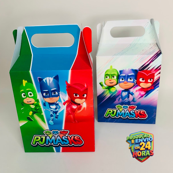 Kit Caixas Maletinha PJ Masks Dupla Face Lembrancinha Festa Para Montar