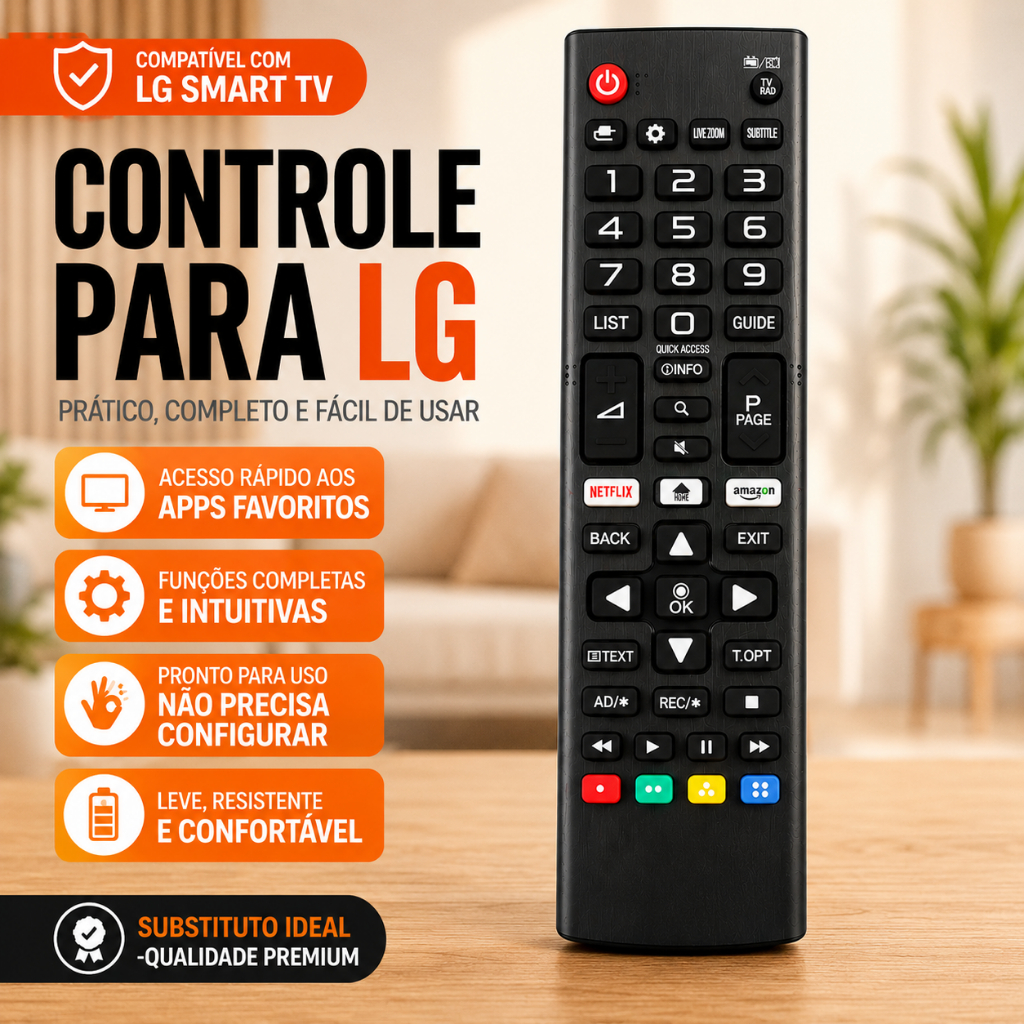 Controle Remoto Compatível com LG Smart TV TODOS OS MODELOS LCD LED 3D Webos AKB