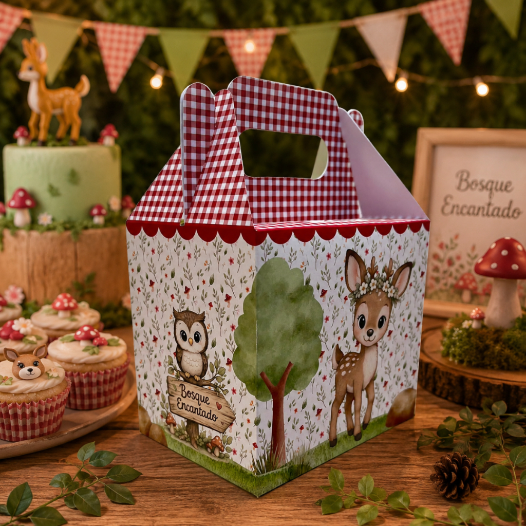 10 Caixas Maleta Personalizada Lembrancinha Aniversário Bosque Encantado Vermelho