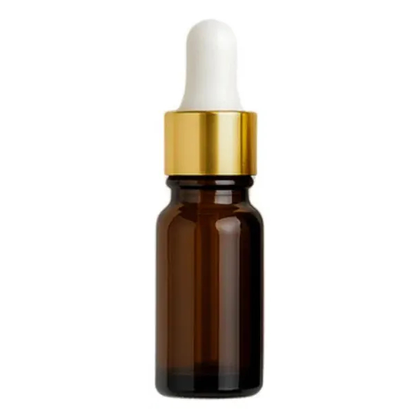 20 Frascos Âmbar Com Conta-gotas Dourado Bulbo Branco - 15ml