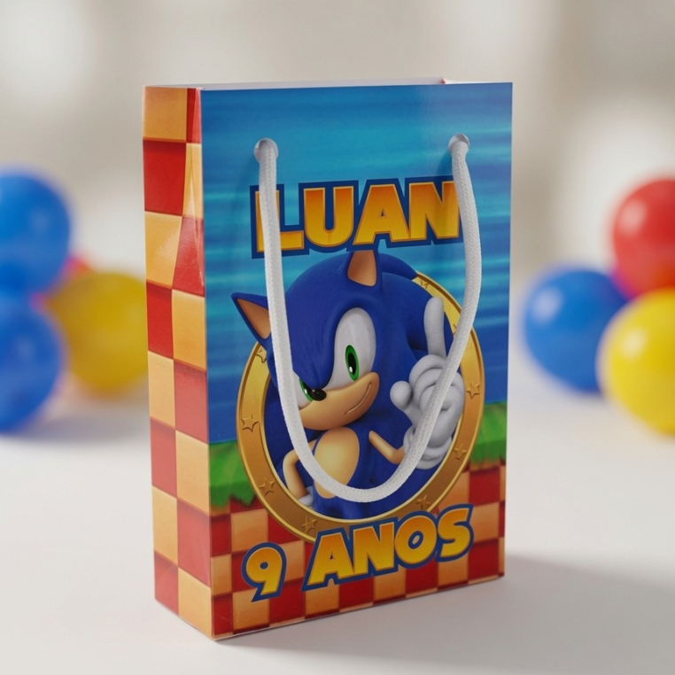 Sacolinha Sonic  / Sacola Personalizada / Lembrancinha personalizada / Aniversário