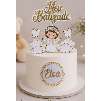 ￼Topo de Bolo batizado(o) Personalizado/Topo de bolo Batizado/Topper Batizado/decoração festa/ menina/menina