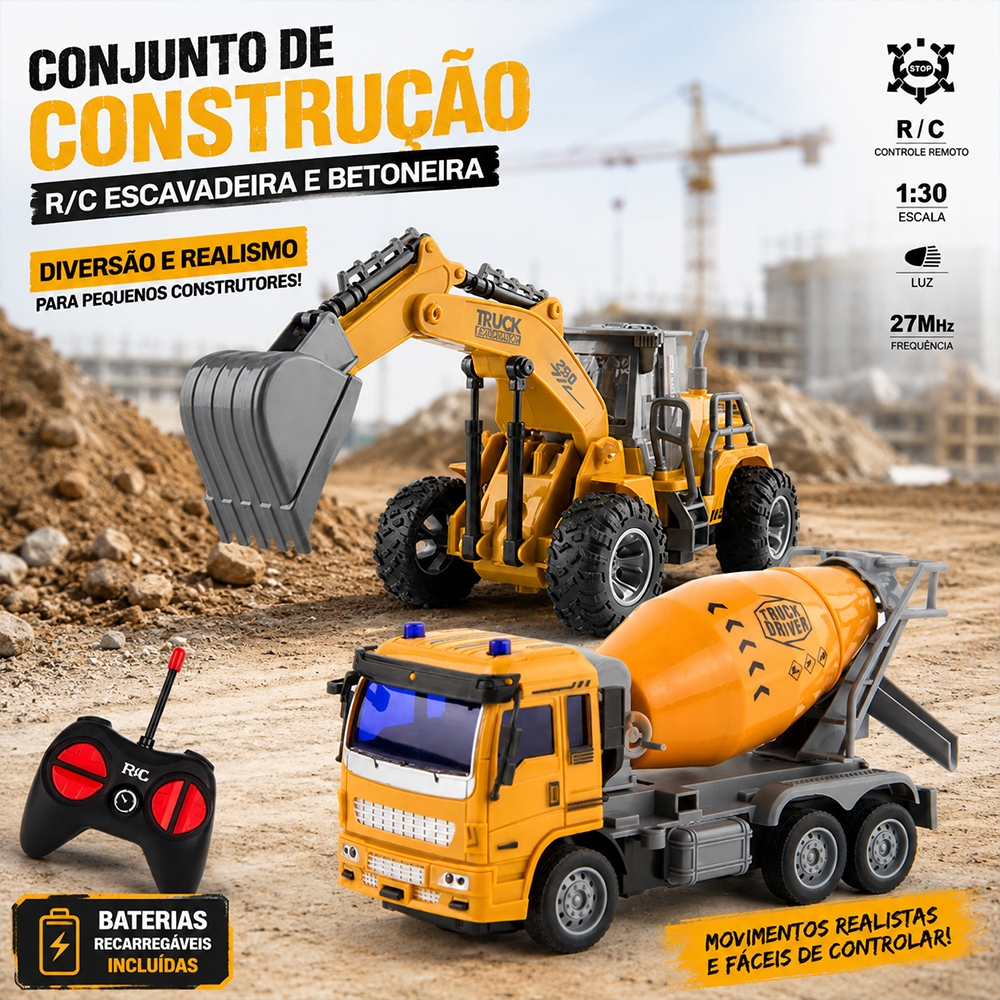 Caminhão de Controle Remoto Trator de Construção Escavadeira de Metal Guindaste Veículos Brinquedos
