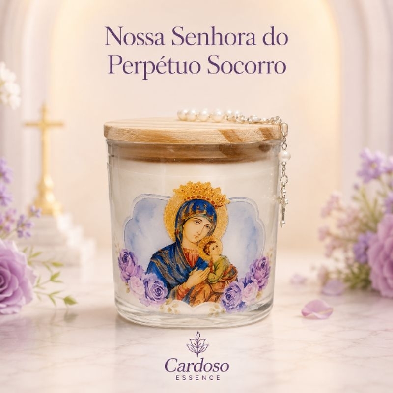 Vela Aromática Perfumada Artesanal Nossa Senhora do Perpétuo Socorro 200g