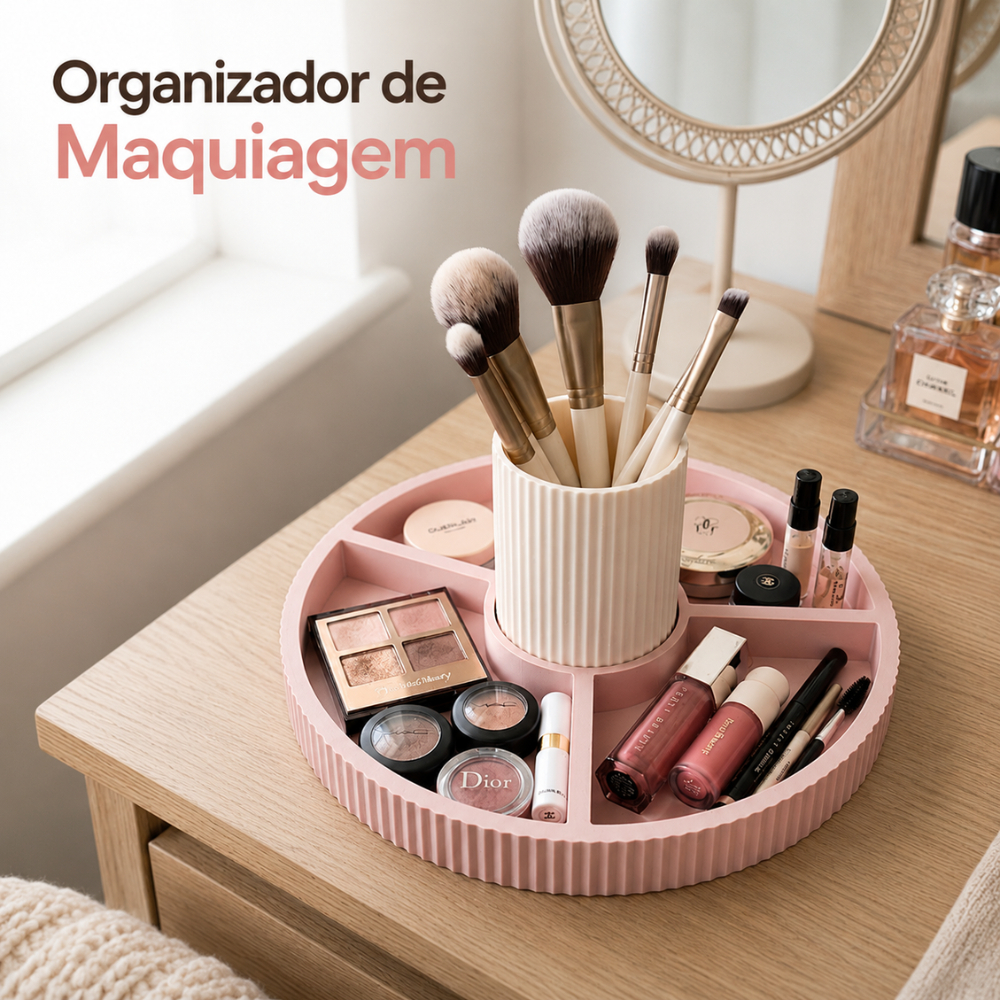 Organizador De Mesa Para Maquiagem Cosméticos Batom Pincel Base Make Perfume