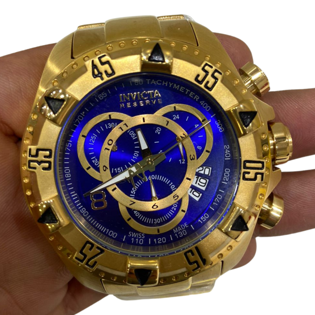 Relógio Invicta Reserve Excursion Azul Dourado Caixa Original