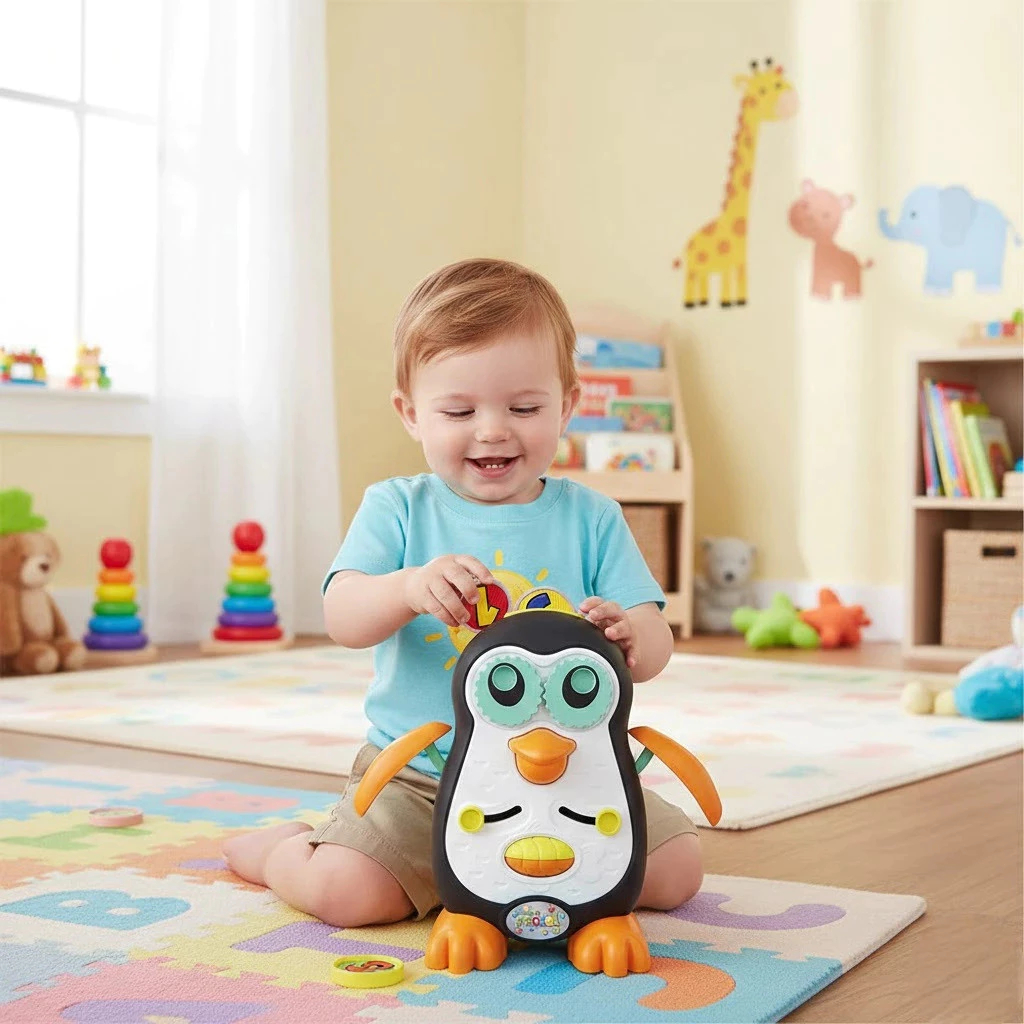 Pinguino Brinquedo Educativo Som Divertido Bichinho Animal Presente Crianca